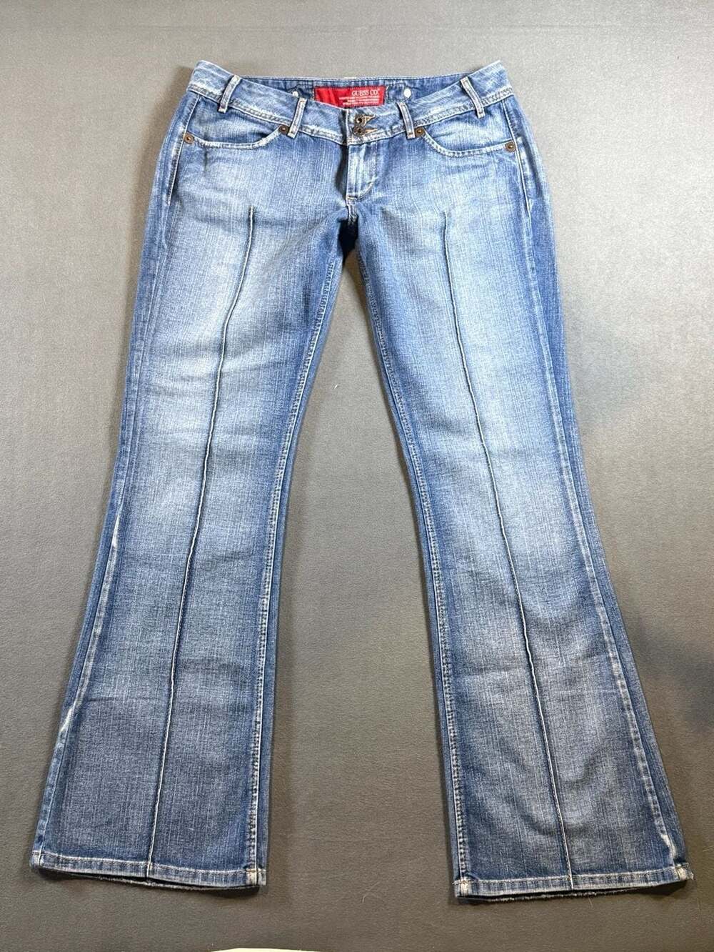 Y2K Guess Co. Jeans Size 30 Blue Denim Low Rise Flare Pintuck